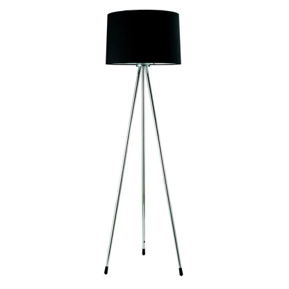 59" Silver Tripod Floor Lamp With Black Fabric Drum Shade HomeRoots