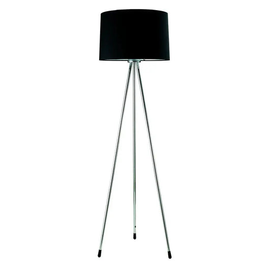 59" Silver Tripod Floor Lamp With Black Fabric Drum Shade HomeRoots