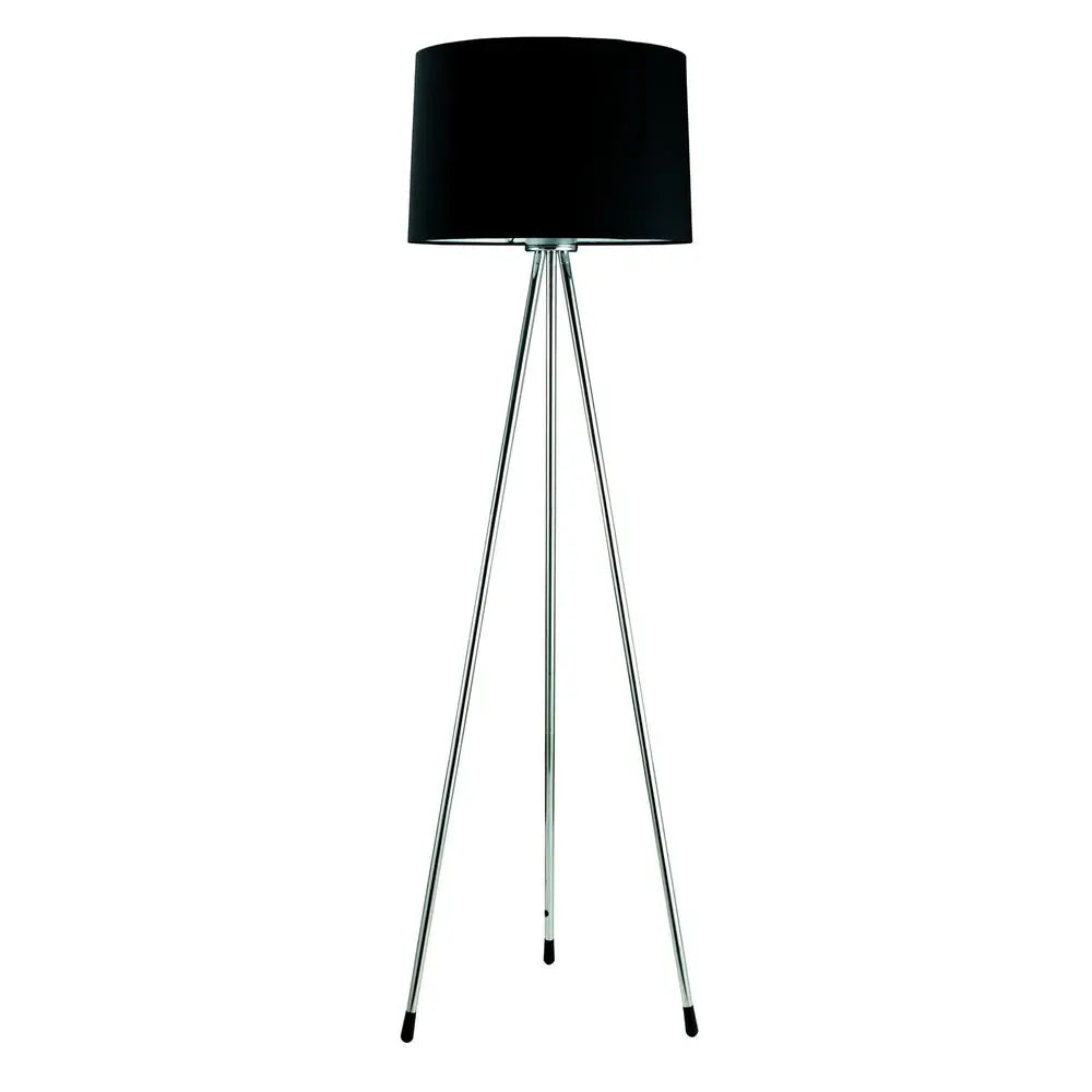 59" Silver Tripod Floor Lamp With Black Fabric Drum Shade HomeRoots