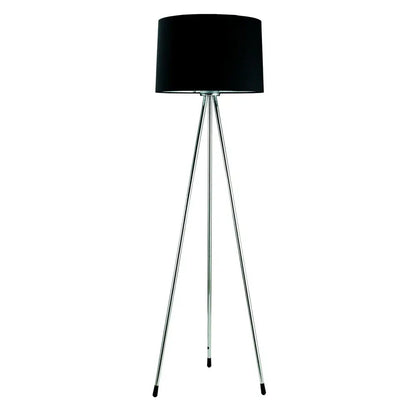 59" Silver Tripod Floor Lamp With Black Fabric Drum Shade HomeRoots