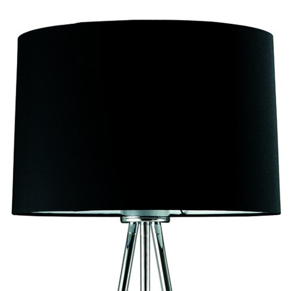 59" Silver Tripod Floor Lamp With Black Fabric Drum Shade HomeRoots