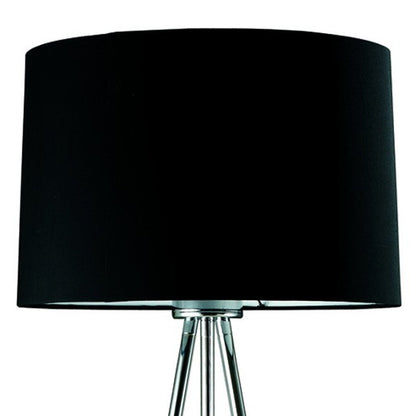 59" Silver Tripod Floor Lamp With Black Fabric Drum Shade HomeRoots
