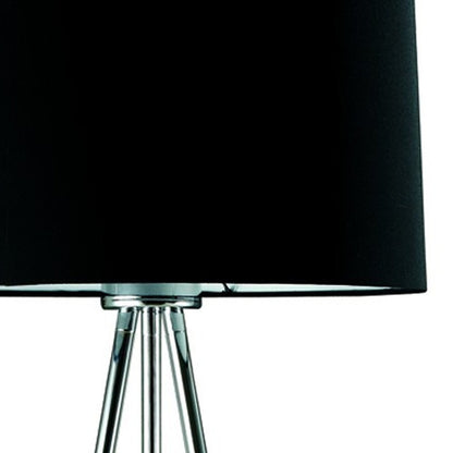 59" Silver Tripod Floor Lamp With Black Fabric Drum Shade HomeRoots