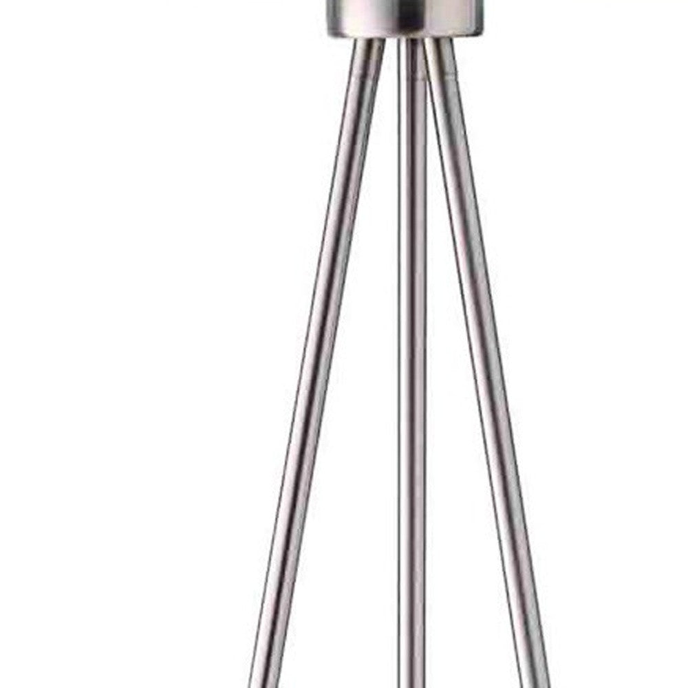 59" White Tripod Floor Lamp With White Drum Shade