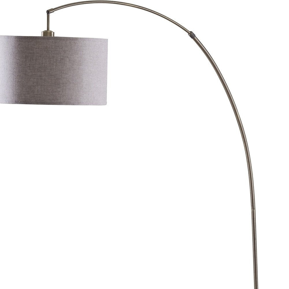 86" Beige And Antique Gold Arched Floor Lamp With Gray Drum Shade — view 4