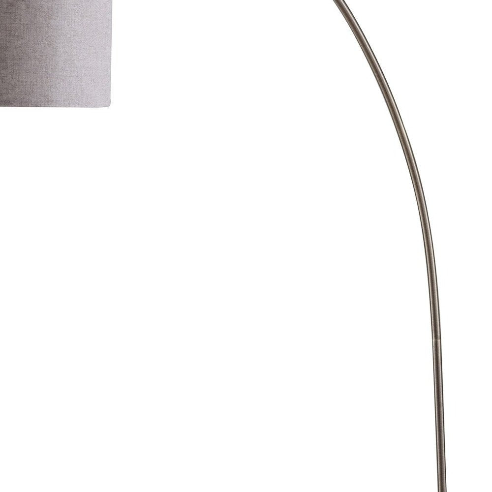 86" Beige And Antique Gold Arched Floor Lamp With Gray Drum Shade — view 5
