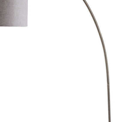 86" Beige And Antique Gold Arched Floor Lamp With Gray Drum Shade HomeRoots