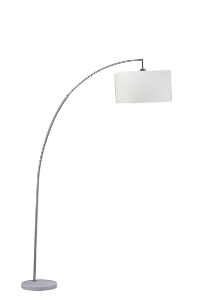 86" White And Silver Arc Floor Lamp With White Drum Shade HomeRoots