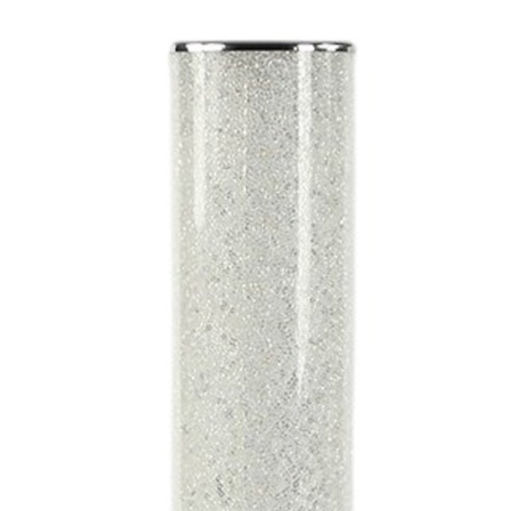 49" White Metal LED Column Floor Lamp With Clear Acrylic Drum Shade HomeRoots
