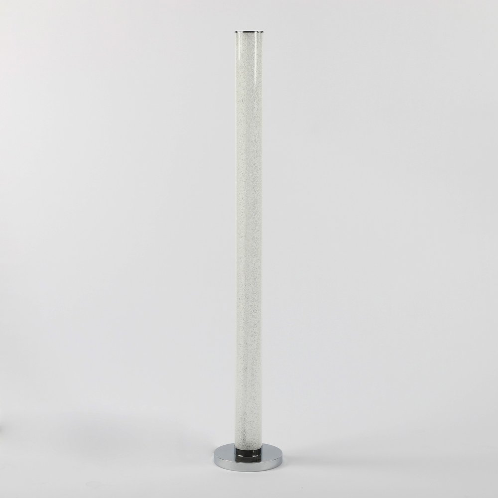 49" White Metal LED Column Floor Lamp With Clear Acrylic Drum Shade HomeRoots