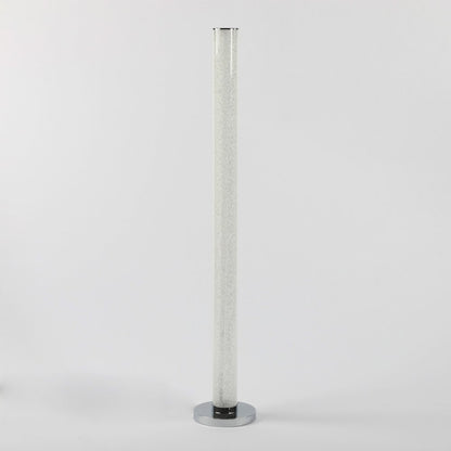 49" White Metal LED Column Floor Lamp With Clear Acrylic Drum Shade HomeRoots