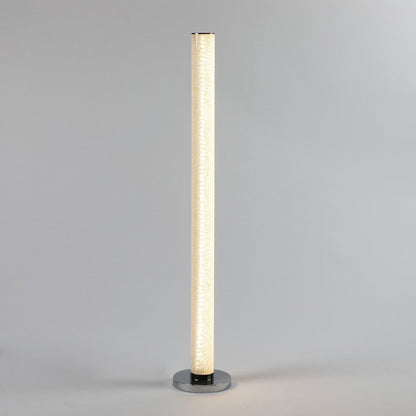 49" White Metal LED Column Floor Lamp With Clear Acrylic Drum Shade HomeRoots