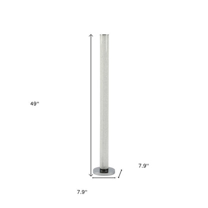 49" White Metal LED Column Floor Lamp With Clear Acrylic Drum Shade HomeRoots