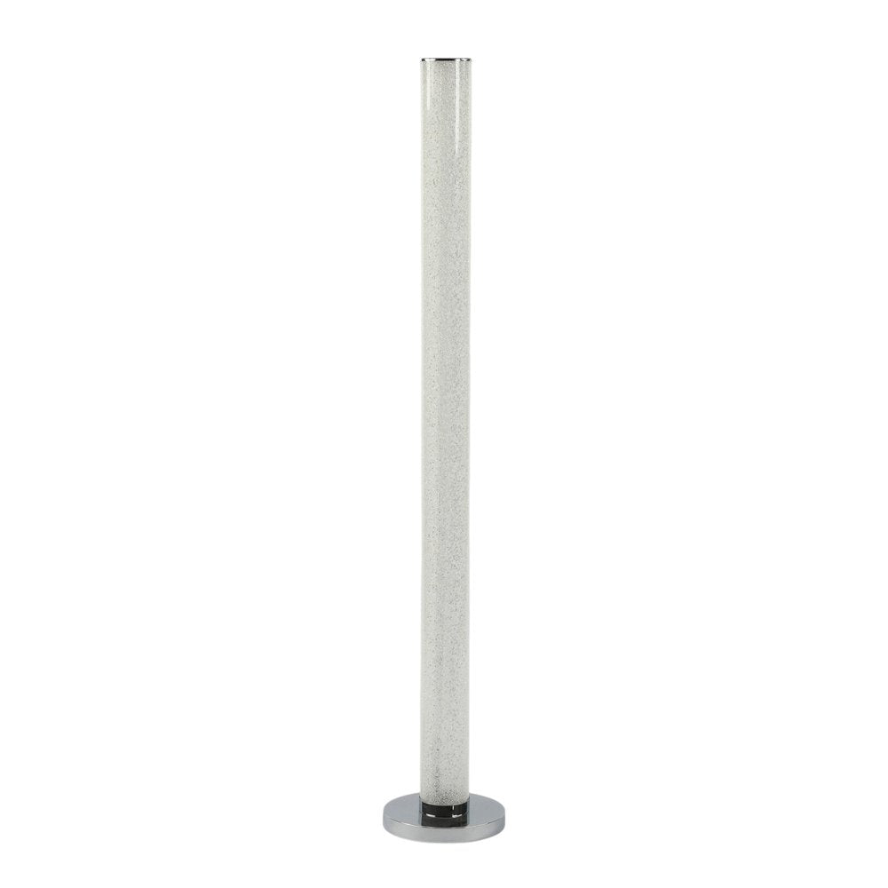 49" White Metal LED Column Floor Lamp With Clear Acrylic Drum Shade HomeRoots