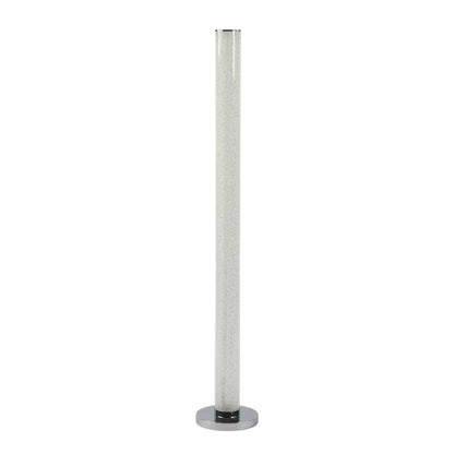 49" White Metal LED Column Floor Lamp With Clear Acrylic Drum Shade HomeRoots