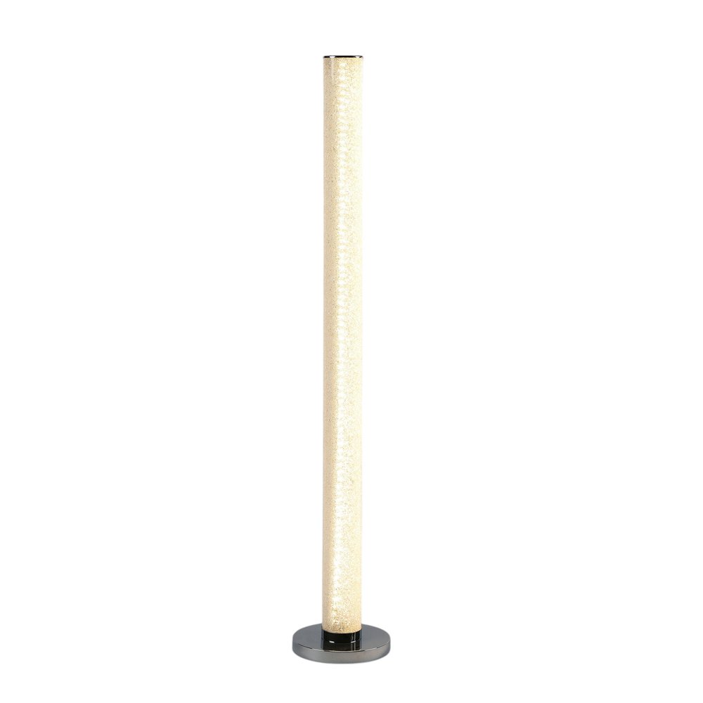 49" White Metal LED Column Floor Lamp With Clear Acrylic Drum Shade HomeRoots