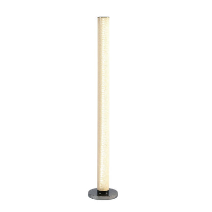 49" White Metal LED Column Floor Lamp With Clear Acrylic Drum Shade HomeRoots