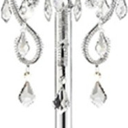 63" Silver Metal Three Light Candelabra Floor Lamp With White Acrylic Drum Shade HomeRoots
