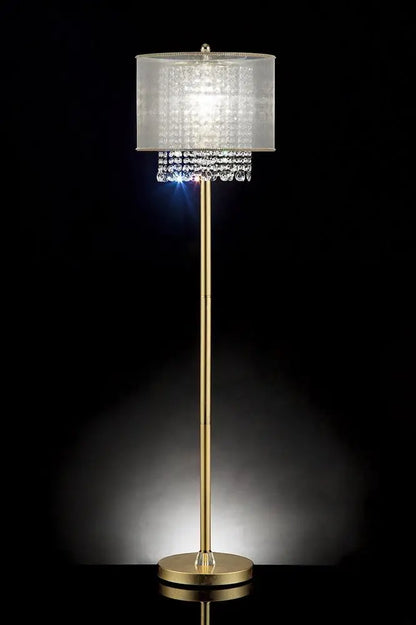 65" Gold And White Novelty Floor Lamp With White Fabric Drum Shade HomeRoots