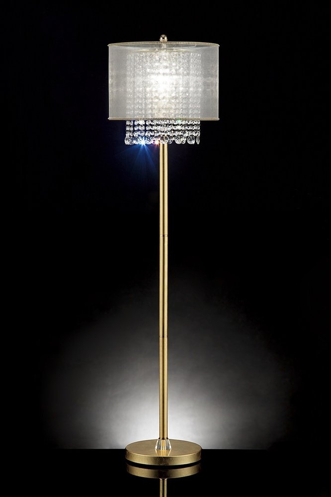 65" Gold And White Novelty Floor Lamp With White Fabric Drum Shade — view 2