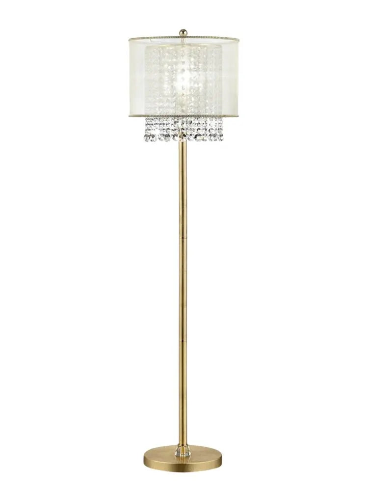65" Gold And White Novelty Floor Lamp With White Fabric Drum Shade HomeRoots