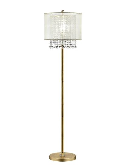 65" Gold And White Novelty Floor Lamp With White Fabric Drum Shade HomeRoots