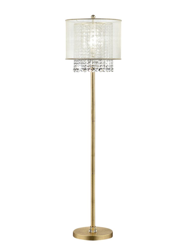 65" Gold And White Novelty Floor Lamp With White Fabric Drum Shade — view 4