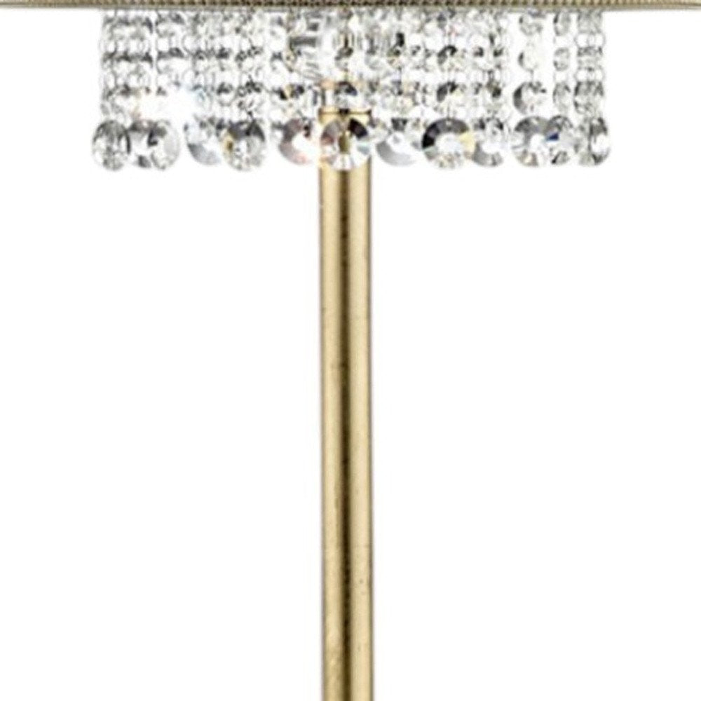 65" Gold And White Novelty Floor Lamp With White Fabric Drum Shade — view 6