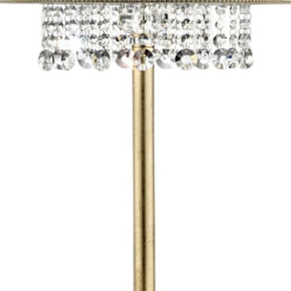 65" Gold And White Novelty Floor Lamp With White Fabric Drum Shade