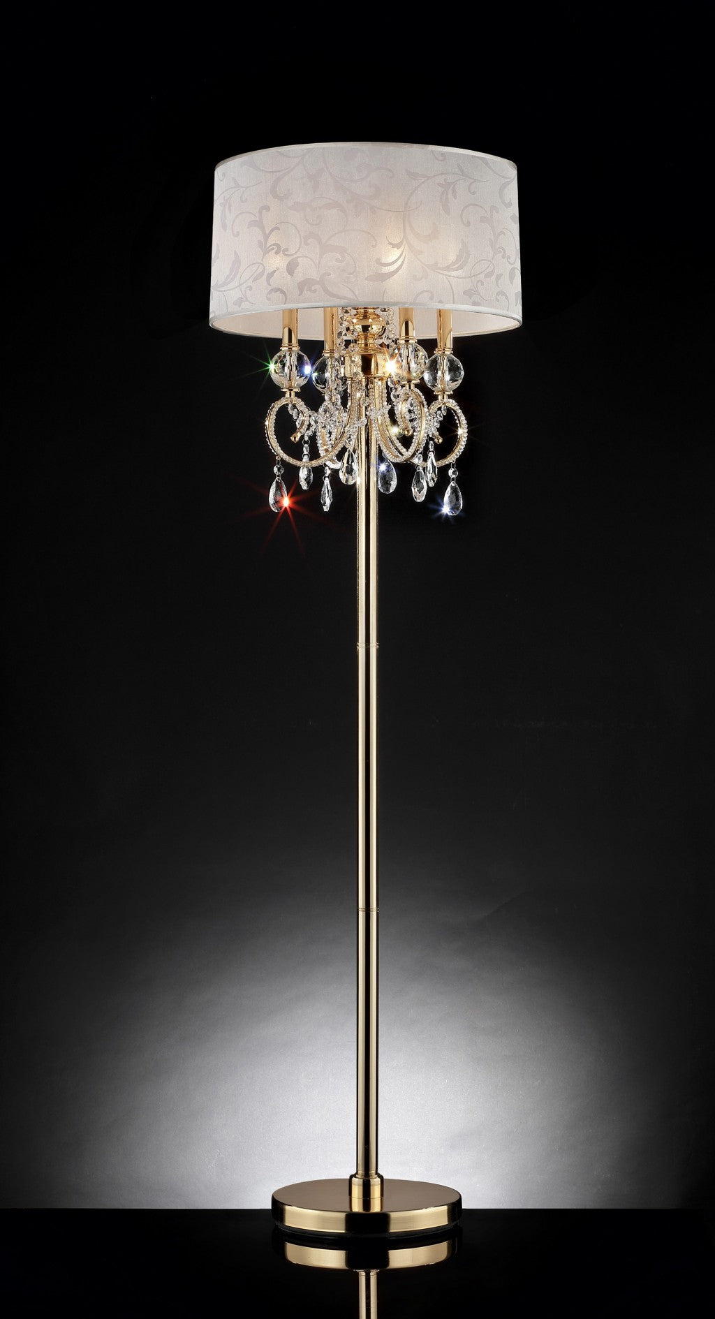 Stunning Brass Gold Finish Floor Lamp with Crystal Accents