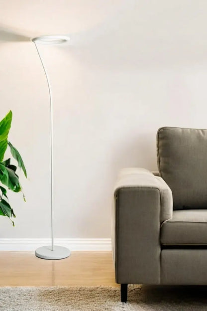 73" White LED Torchiere Floor Lamp With White HomeRoots