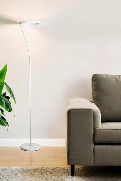 73" White LED Torchiere Floor Lamp With White HomeRoots