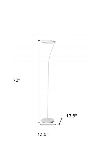 73" White LED Torchiere Floor Lamp With White HomeRoots