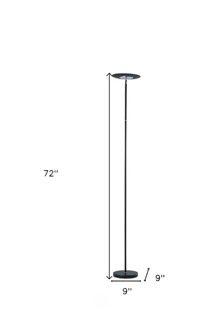 72" Black LED Torchiere Floor Lamp With Bowl