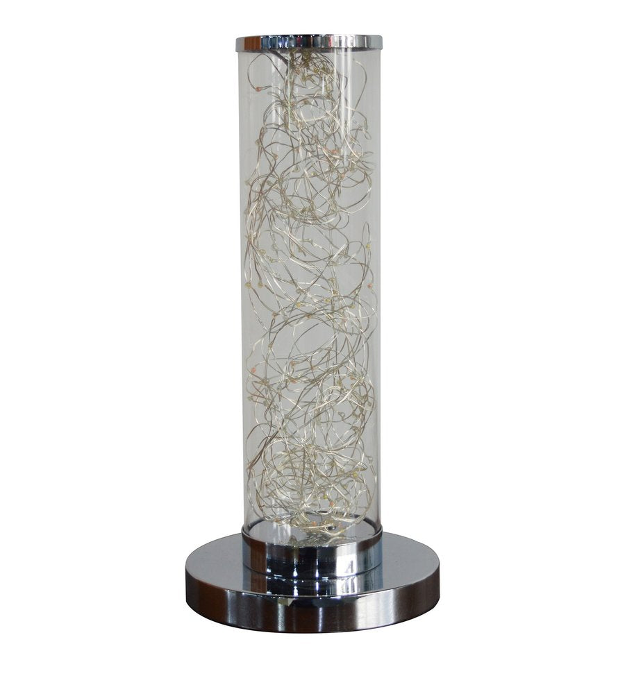 13" Silver Metal Column LED Table Lamp HomeRoots