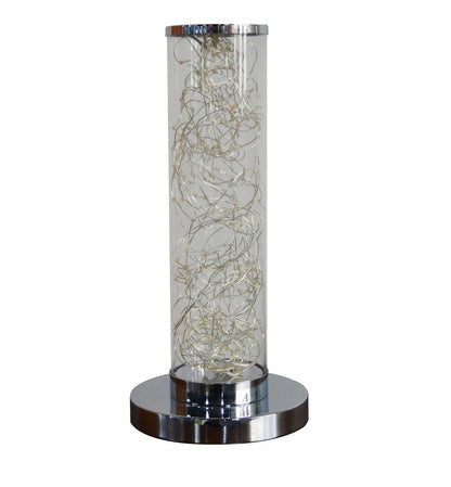 13" Silver Metal Column LED Table Lamp HomeRoots