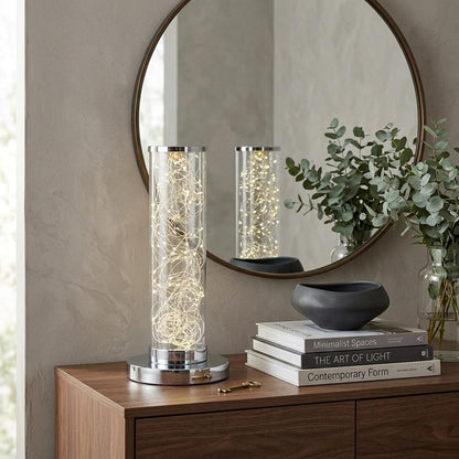 13" Silver Metal Column LED Table Lamp HomeRoots