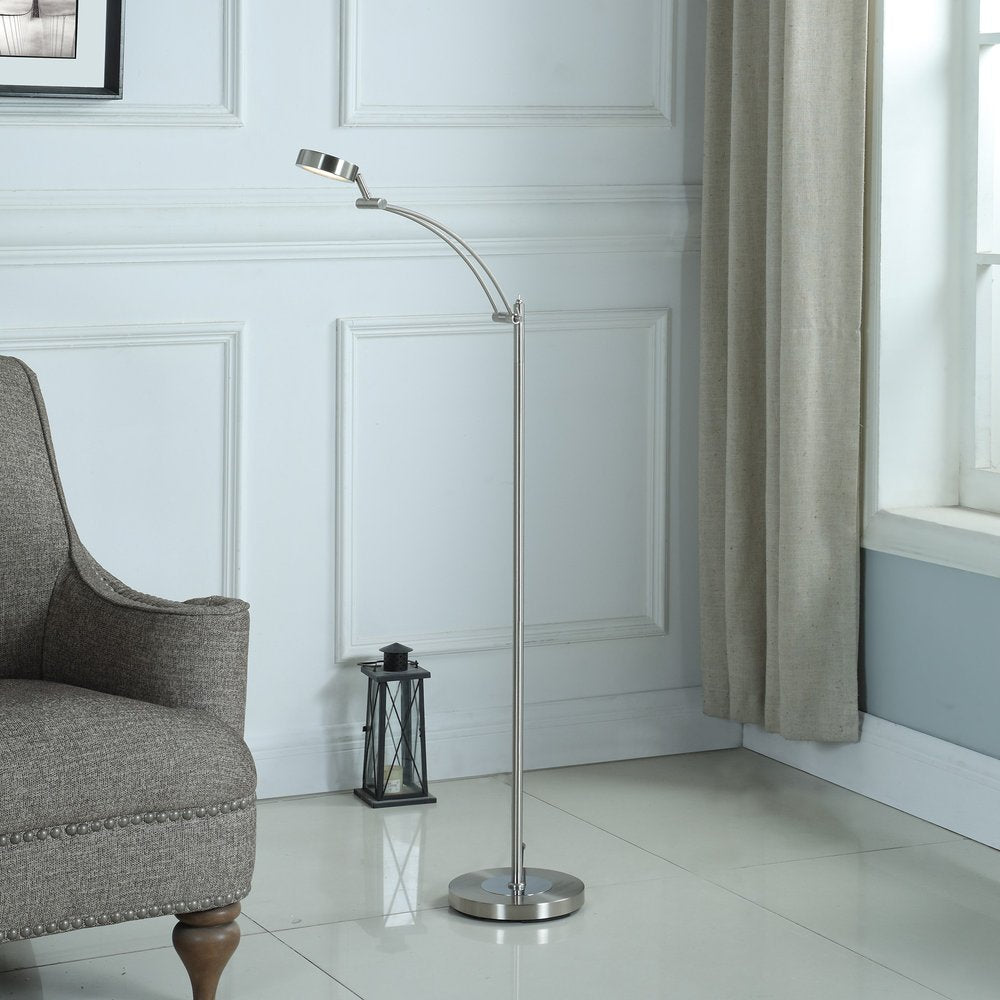 54" Silver Adjustable LED Task Floor Lamp With Silver HomeRoots
