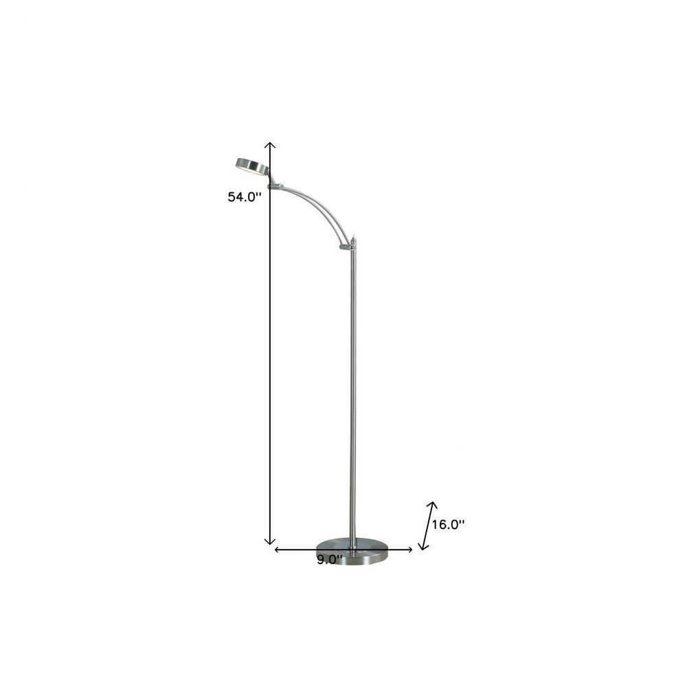 54" Silver Adjustable LED Task Floor Lamp With Silver — view 3