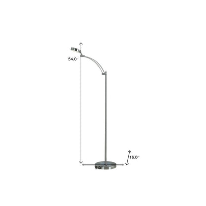 54" Silver Adjustable LED Task Floor Lamp With Silver HomeRoots
