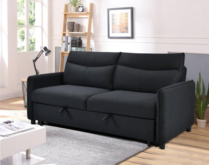 3 in 1 Convertible Sleeper Sofa Bed Modern Fabric Loveseat Futon Sofa Couch w/Pullout Bed Black - FurniFindUSA