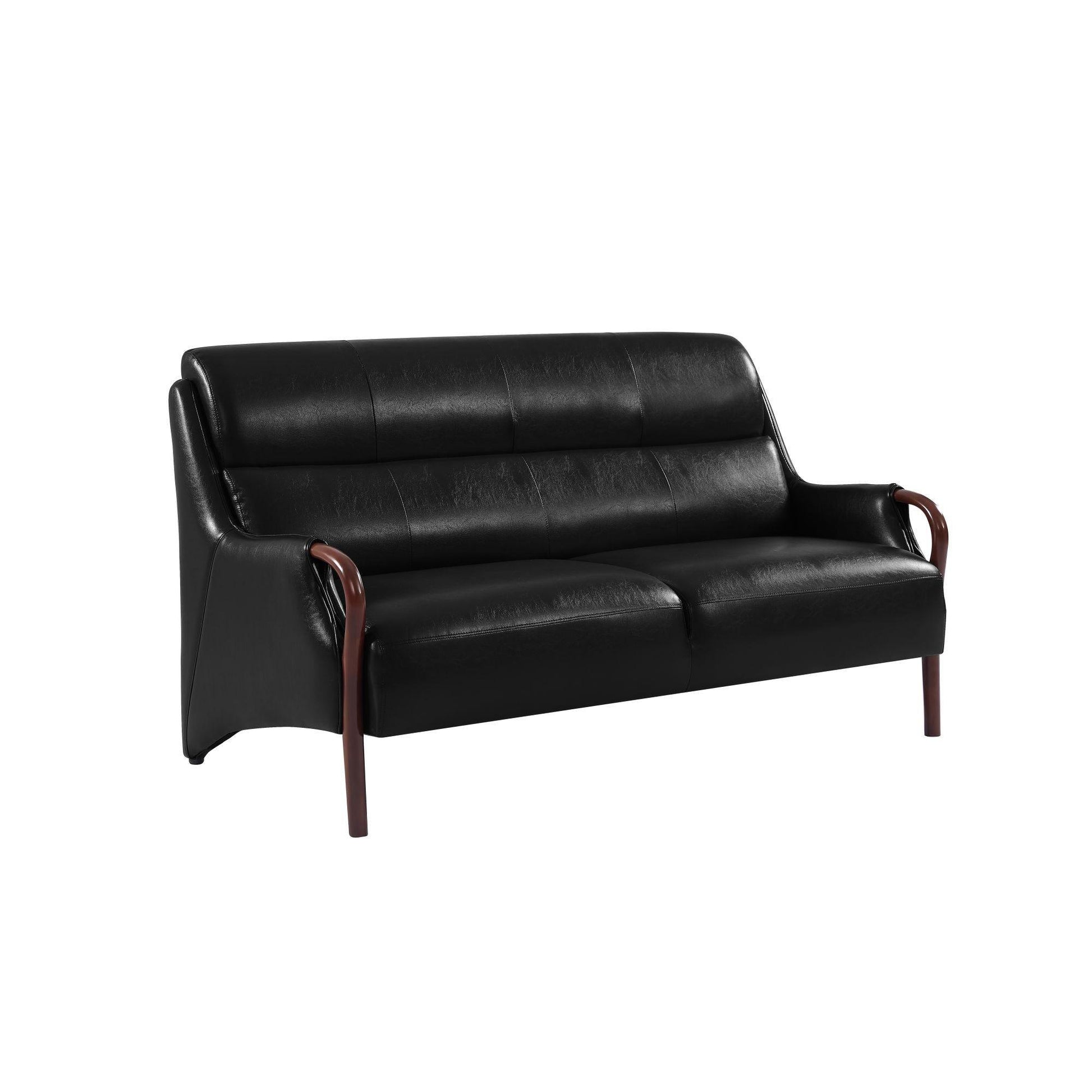 Modern-Central Sofa PU Leather Wooden Legs Bench for Living Room - FurniFindUSA