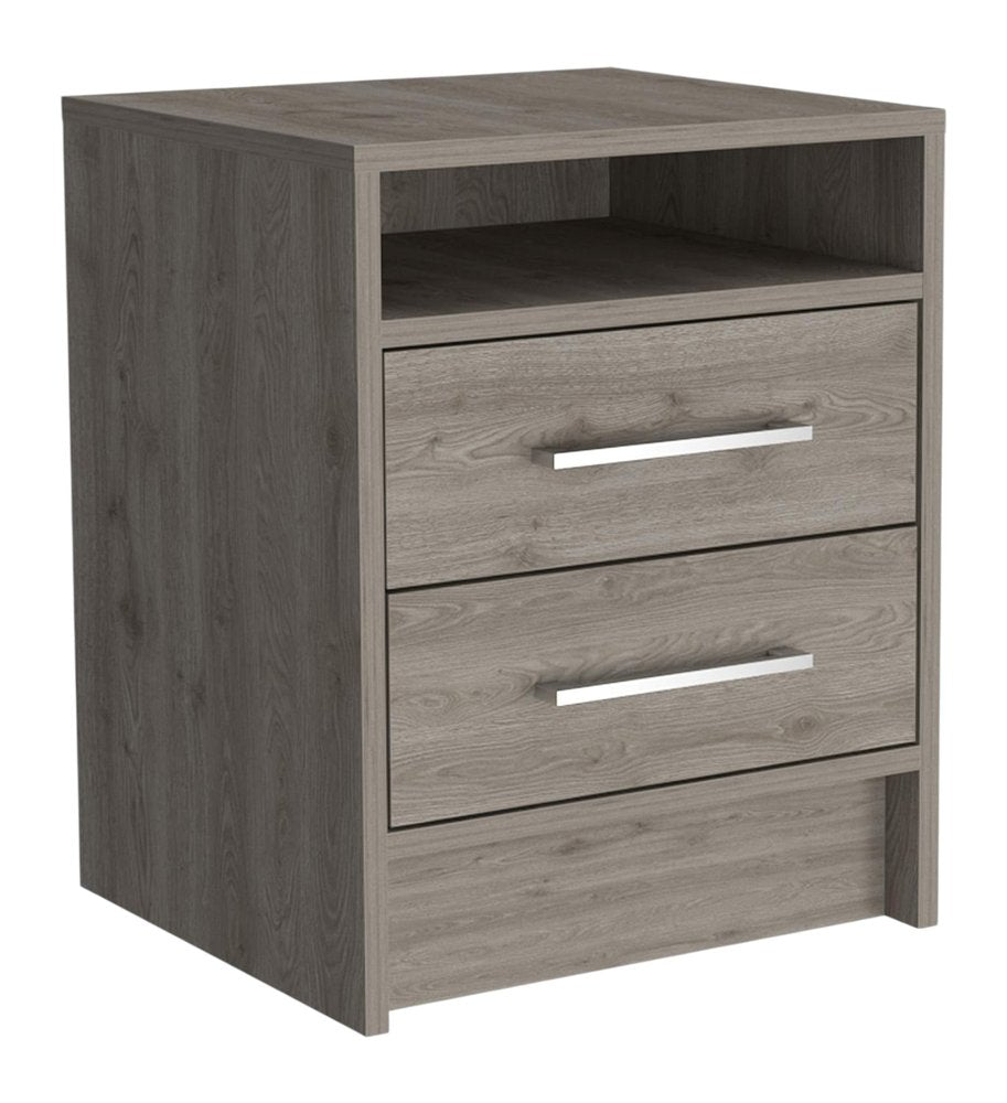 20" Light Gray Wood Two Drawer Nightstand HomeRoots