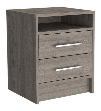 20" Light Gray Wood Two Drawer Nightstand HomeRoots