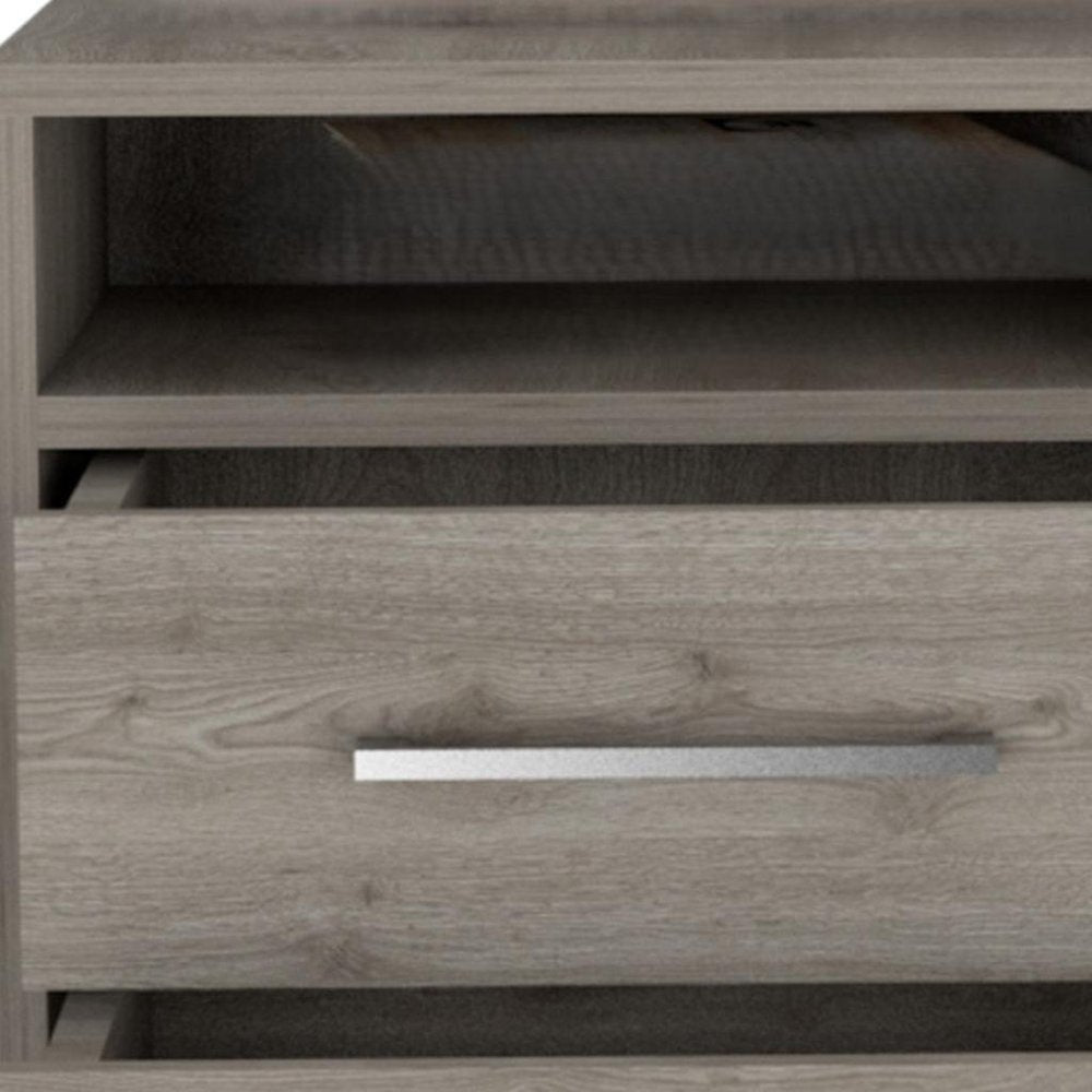 20" Light Gray Wood Two Drawer Nightstand — view 2