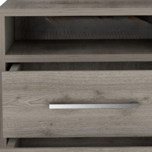 20" Light Gray Wood Two Drawer Nightstand
