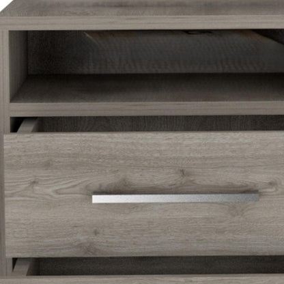 20" Light Gray Wood Two Drawer Nightstand HomeRoots