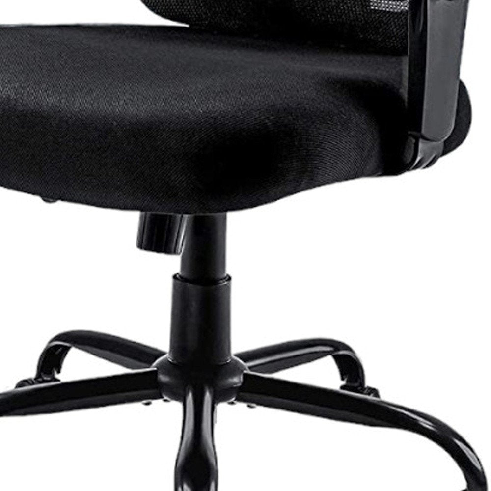 Black Fabric Mesh and Steel Adjustable Swivel Rolling Executive Office Chair HomeRoots
