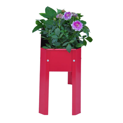 Elevated garden bed.metal elevated outdoor flowerpot box.suitable for backyard and terrace.large flowerpot. Red x 2 - FurniFindUSA