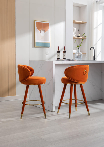 COOLMORE Counter Height Bar Stools Set of 2 for Kitchen Counter Solid Wood Legs with a fixed height of 360 degrees - FurniFindUSA